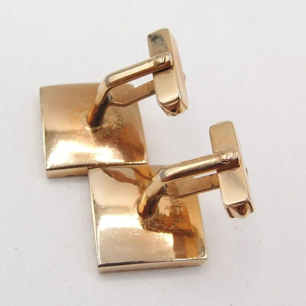 Vintage Swank Gold Tone Waffle Square Cufflinks Geometric Grid Block Pattern MCM